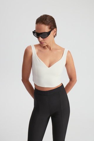 Топ молочный костюмный на молнии