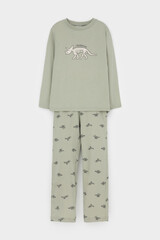 пижама  для мальчика  К 1600/шалфей,маленькие динозавры