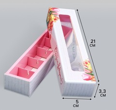 Коробка для 5 конфет, с окном «8 марта», 21×5×3.3 см