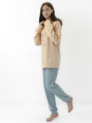 170013C-19 Пижама для девочки (футболка с длинным рукавом, брюки), Полынь