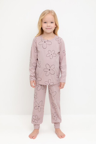 пижама  для девочки  К 1561/розово-сиреневый,контурные цветы