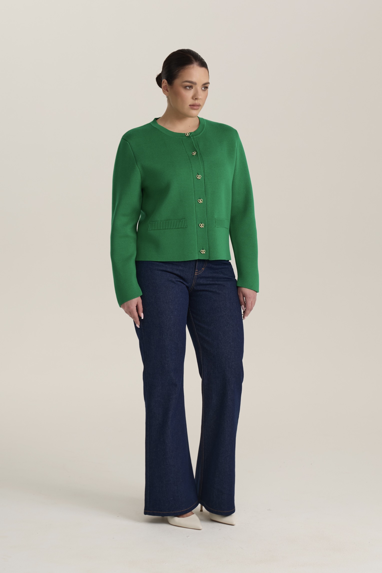 Жакет вязаный, зеленый