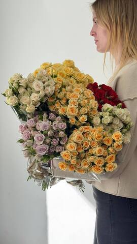 Роза кустовая микс