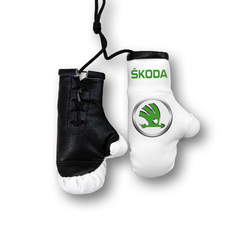Перчатки боксерские комбинированные "Škoda", белые с черным