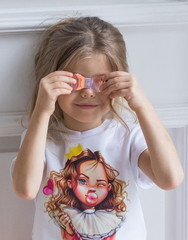 BUBBLE GUM PRINCESS T-shirt with 4 Velcro: Crown, Bow, Lollipop, Heart or Star