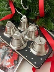 Колокольчик металлический, для декора и творчества, размер 4 см, цвет серебряный, набор 5 шт.