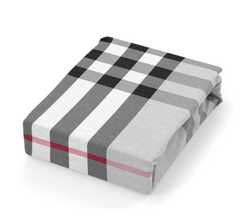 Простыня на резинке 200*90*25 SQUARE BURBERRY GREY, 100% хлопок