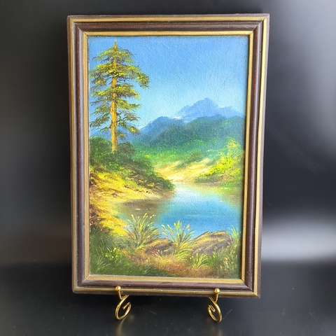 Картина маслом, живопись "Горное озеро" - Ю. Левандровский 1998 год