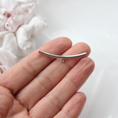 Трубочка с петелькой, спейсер, 39*3 мм, родий, П803