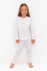 пижама  для девочки  К 1587/нежно-лавандовый,лепестки цветов