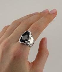 Кольцо печатка эффект мятого металла в стилистике UNOde50