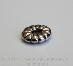 Бусина металлическая - спейсер 7х2 мм (цвет - античное серебро), 10 штук