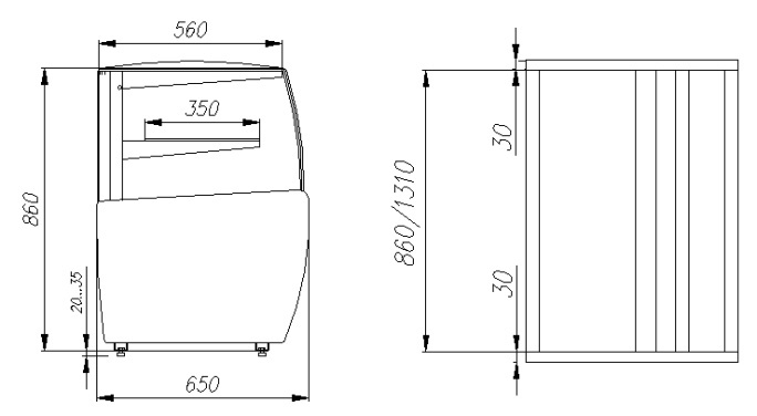 Витрина кондитерская POLUS K70 VM 0,9-12 LIGHT 0011-9005 (ВХСв-0,9д Carboma MINI ТЕХНО)