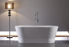 BelBagno BB406-1650-730 Отдельностоящая, овальная акриловая ванна в комплекте со сливом-переливом цвета хром 1650x730x600 фото