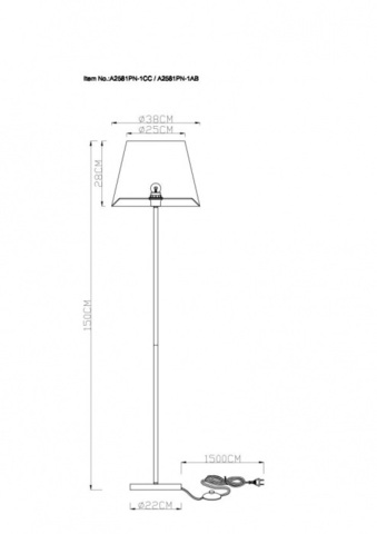 Торшер Arte Lamp Elba A2581PN-1AB