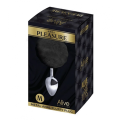Анальный плаг Fluffy черный от Alive (L: 9*4,1 см.)