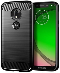 Чехол для Motorola Moto G7 Play цвет Black (черный), серия Carbon от Caseport