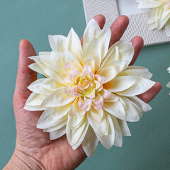 Георгин цветок многослойный, свадебное оформление, диаметр 12 см, реалистичный, набор 3 шт.