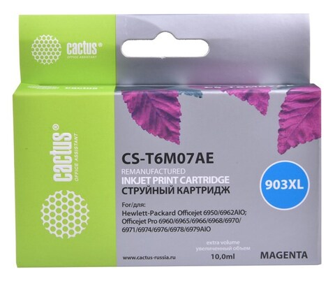 Картридж струйный Cactus CS-T6M07AE №903XL пурпурный (14.2мл) для HP OJP 6950, 6960, 6970
