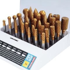 Набор бор-фрез твердосплавных 35шт HM TiN S=6мм H-Tools 116008THT