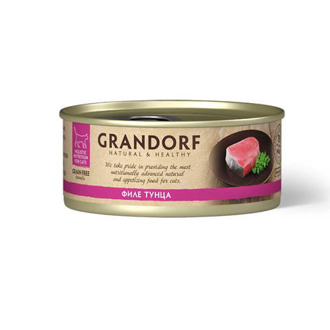 Влажный корм Grandorf tuna In Broth филе тунца, для взрослых кошек, 70 гр (Грандорф)