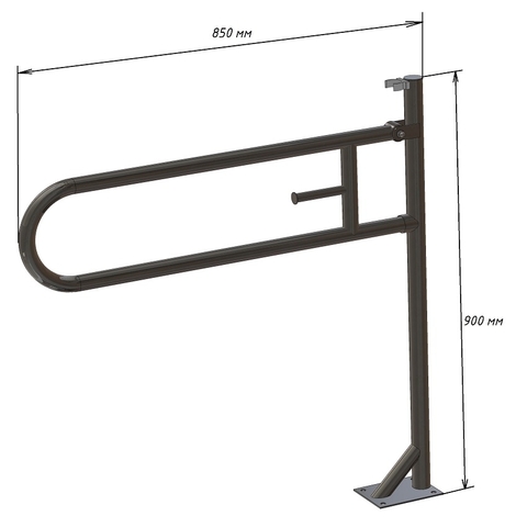 Тругор ПУОнаСт/850 тбD32 Поручень для унитаза откидной на стойке тип 1 L 850 с держателем для т/б D32