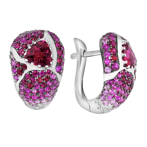 Серьги с Турмалином, Сапфирами, Рубинами и Бриллиантами, E0073-3/11