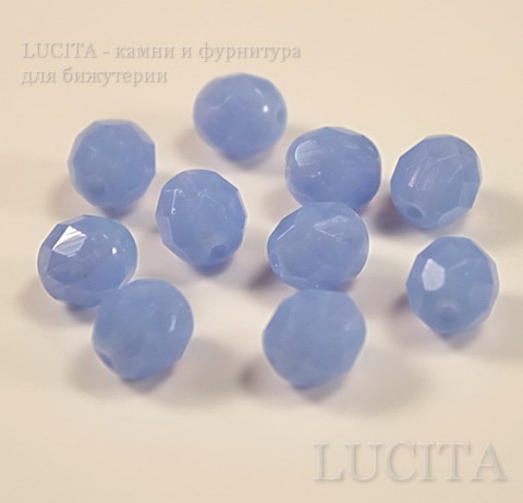 Бусина с огранкой (цвет - молочно-васильковый) 8х7 мм , 10 штук ()