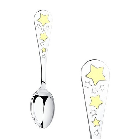 2302010006- Ложка детская «Звезда» из серебра с позолотой