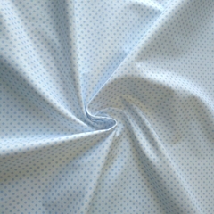Ткань хлопковая голубой горошек 3 мм на белом