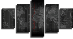 Модульная картина "Черная карта мира"