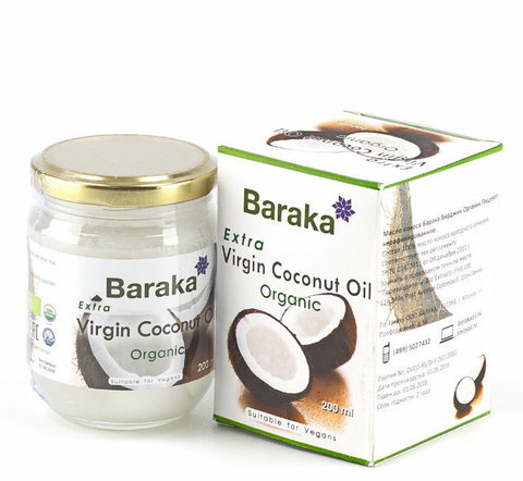 Кокос.масло Вирджин BARAKA Organic нераф.200мл ст.