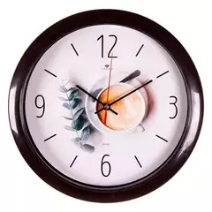 Часы настенные РУБИН  6026-012 круг d=29см, корпус темно-коричневый  "Утренний кофе"