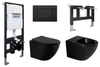 Abber AC1100MB-AC0105-AC0120MB-AC1150MB-AC0101P Комплект унитаз AC1100MB черный матовый с инсталляцией AC0105 и кнопкой AC0120MB, биде AC1150MB с инсталляцией AC0101P