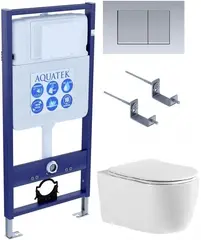 Aquatek SET Aquatek ЕВРОПА cmp011 SET Aquatek ЕВРОПА cmp011 (рама Aquatek Standard INS-0000012, клавиша KDI-0000011, крепеж KKI-0000002+унитаз ЕВРОПА AQ1106-00 с тонким сиденьем sc) фото