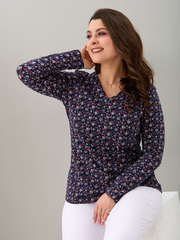 Лонгслив ЛНкл-080/синий-краснаяветочка