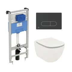 Ideal Standard T3868V1/115A6 Промо-набор 3 в 1 (Унитаз T0079V1 и сиденье T3527V1 TESI, инсталляция R020467 PROSYS, панель смыва R0115A6 OLEAS) фото