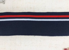 Подвязы трикотажные, ш. 6,5 см, L 118 см, тёмно-синий с красным/белым