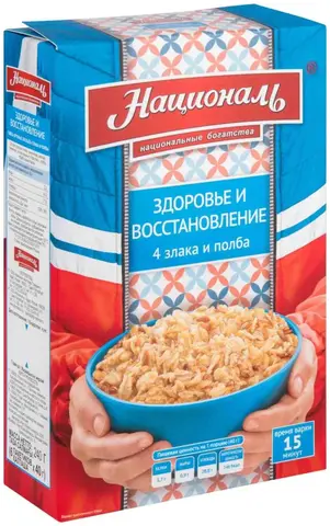 Националь Хлопья 4 злака и полба Здоровье и Восстановление 240гр