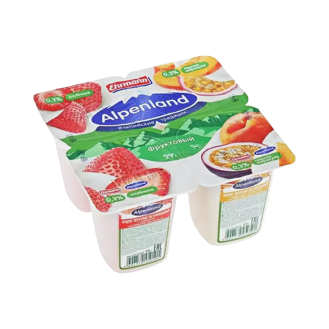 Йогурт питьевой Альпенланд 0,3% Фруктовый Персик - Маракуйя 320гр
