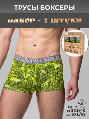 Комплект из 3-х трусов боксеров - «Весенний лес»