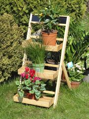 Подставка для цветов напольная 3 полки из массива сосны Флорэль, деревянная этажерка для цветов, разборная, покрытие бейц