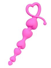 Розовая силиконовая анальная цепочка Sweety - 18,5 см.