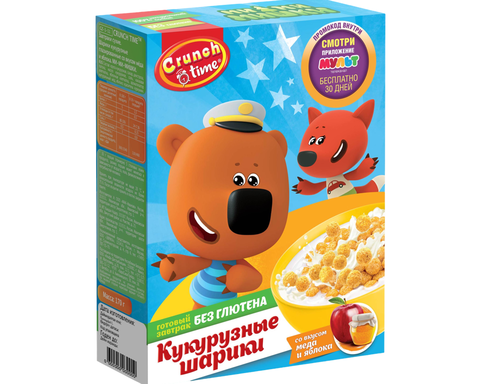 CRUNCH TIME завтрак сухой МИ - МИ - МИШКИ шарики со вкусом меда и яблока 170гр
