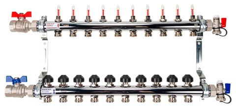 Рехау HKV-D 10 контуров коллектор для тёплого пола с расходомерами (12081013002)