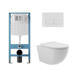 Aqueduto AQDS332T AQD комплект: TECNICA Novo Система инсталляции для подвесного унитаза, FORMA Панель смыва, белый глянцевый, OVO Tornado Унитаз подвесной 525*360 безободковый, Tornado, сиденье с микролифтом, белый глянцевый фото