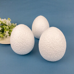 №2 Яйца пасхальные большие, Белые, из пенопласта, размер 12*9 см, набор 3 штуки.
