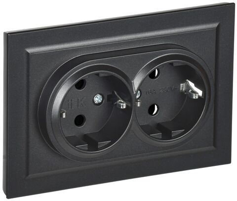 BRITE Роз. 2-я с з/к без з/ш 16А в сб. РС12-3-БрЧ черн. IEK