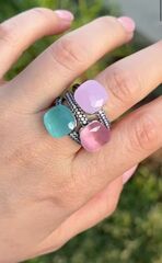 33364- Серьги и кольцо из серебра с мятным кварцем в стиле POMELLATO