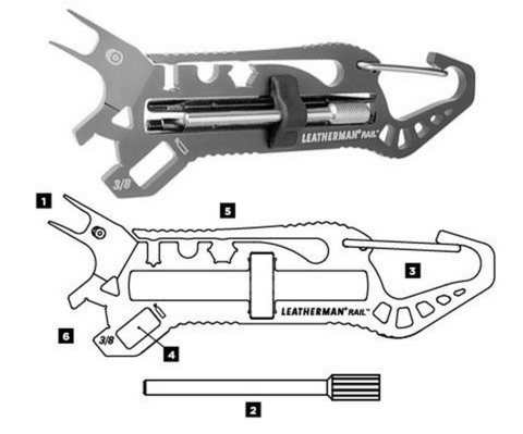 Мультитул Leatherman Rail Black, 6 функций (831805)